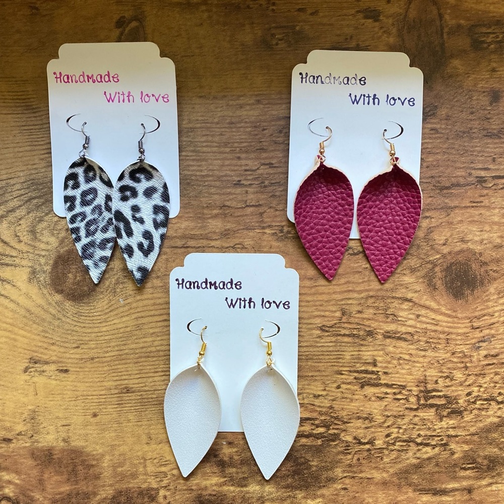 Leather Handmade Earrings set of 3